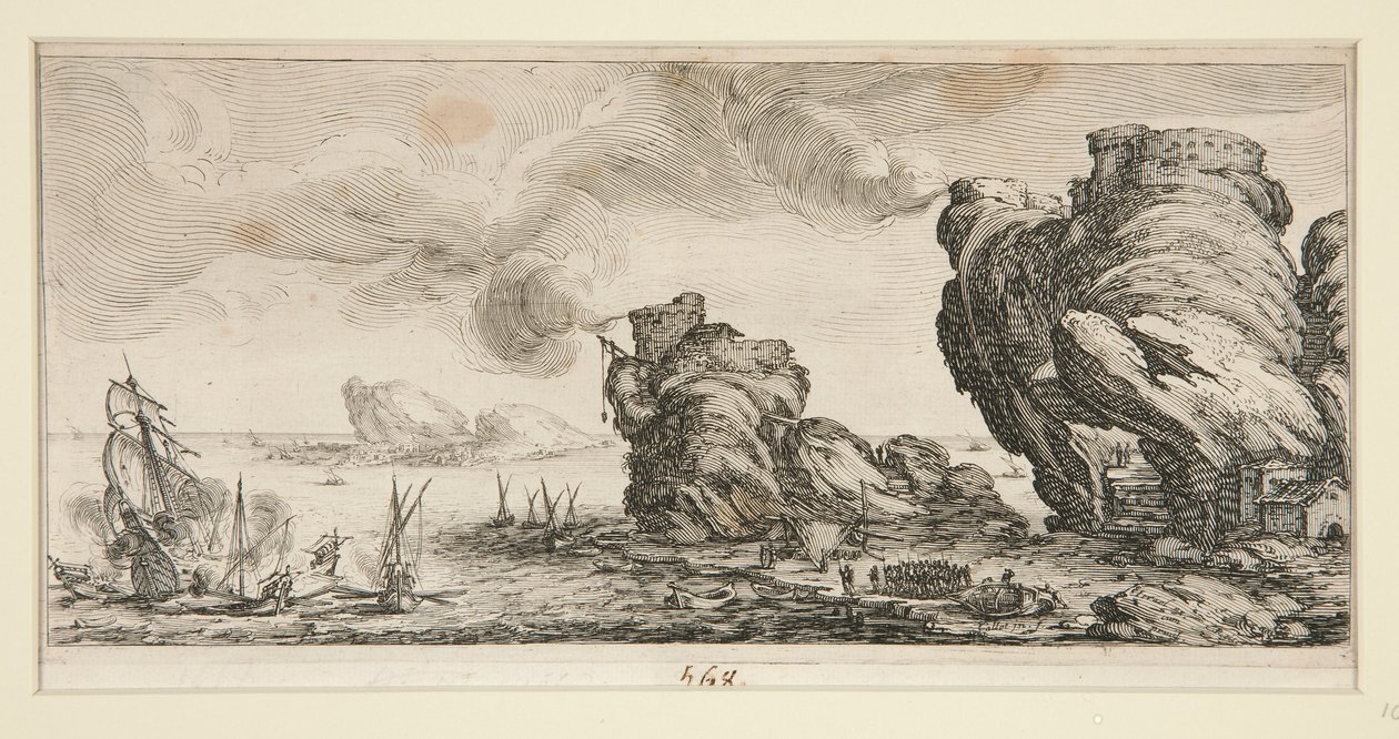Le combat naval (Naval battle), fra Landscapes for Giovanni de Medici af Jacques Callot