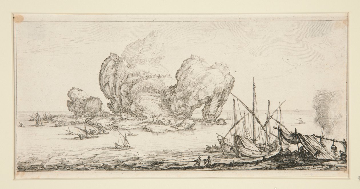 Le grand rocher (Den enorme klippe), fra Landscapes for Giovanni de Medici af Jacques Callot