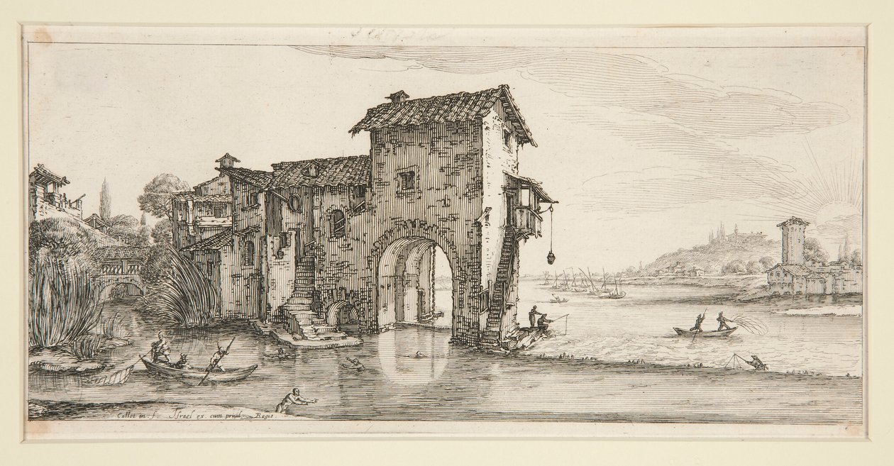 Le moulin a eau (Møllen på vandet), fra Landscapes for Giovanni de Medici af Jacques Callot