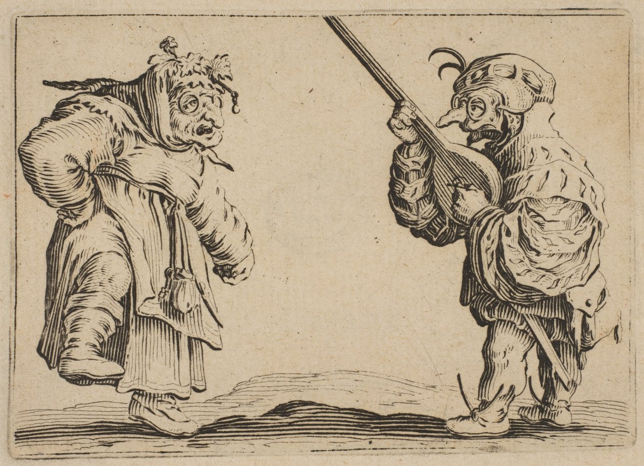 Les Danseurs au Luth Danserne med en lut, fra Les Caprices Series B, Nancy-sættet, 1617-20. af Jacques Callot