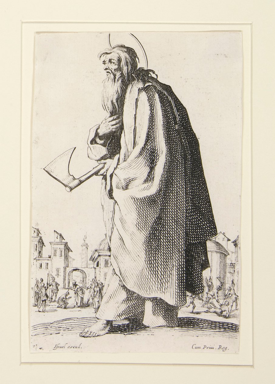 De store apostle står, repræsenterer Frelseren, den velsignede og de hellige apostle Maria af Jacques Callot