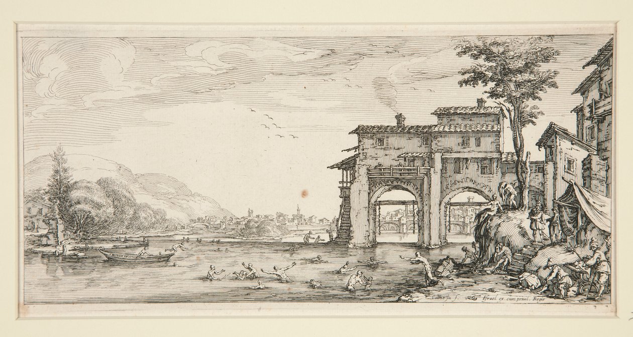 Les baigneurs (The Baders), fra Landscapes for Giovanni de Medici af Jacques Callot
