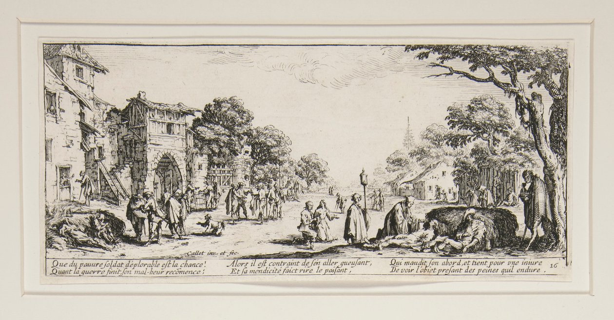 Krigens store elendighed: N. 16 - De døende ved siden af ​​vejene af Jacques Callot