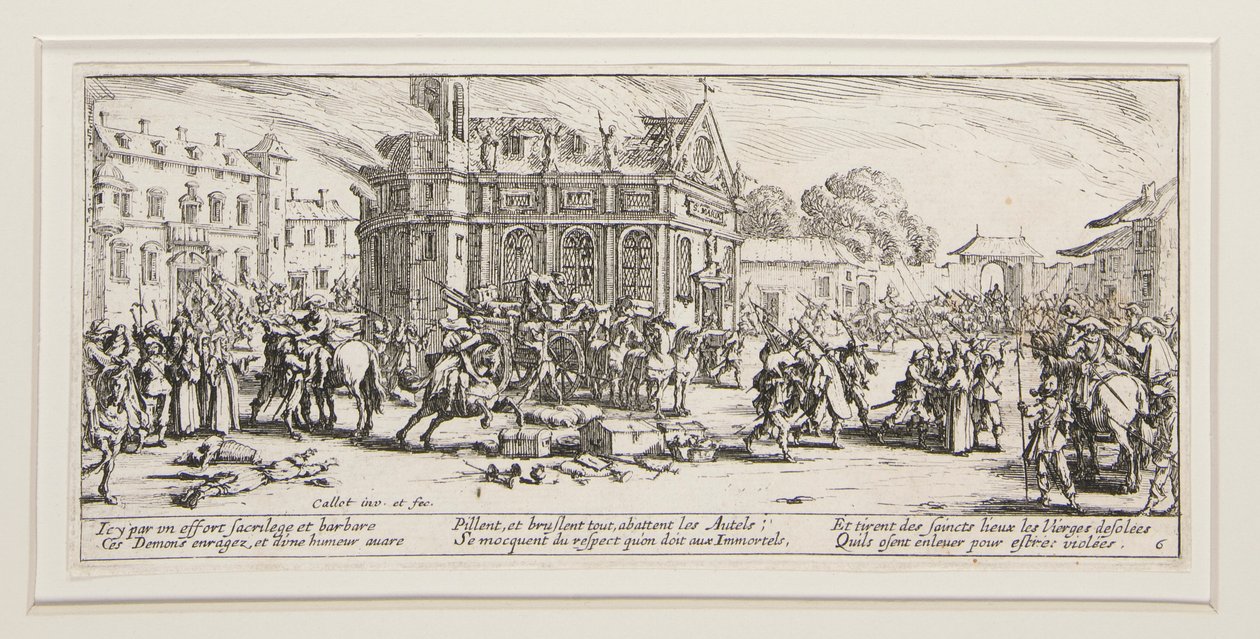 The Great Miserie of War: No. 6 -Ødelæggelse af af Jacques Callot