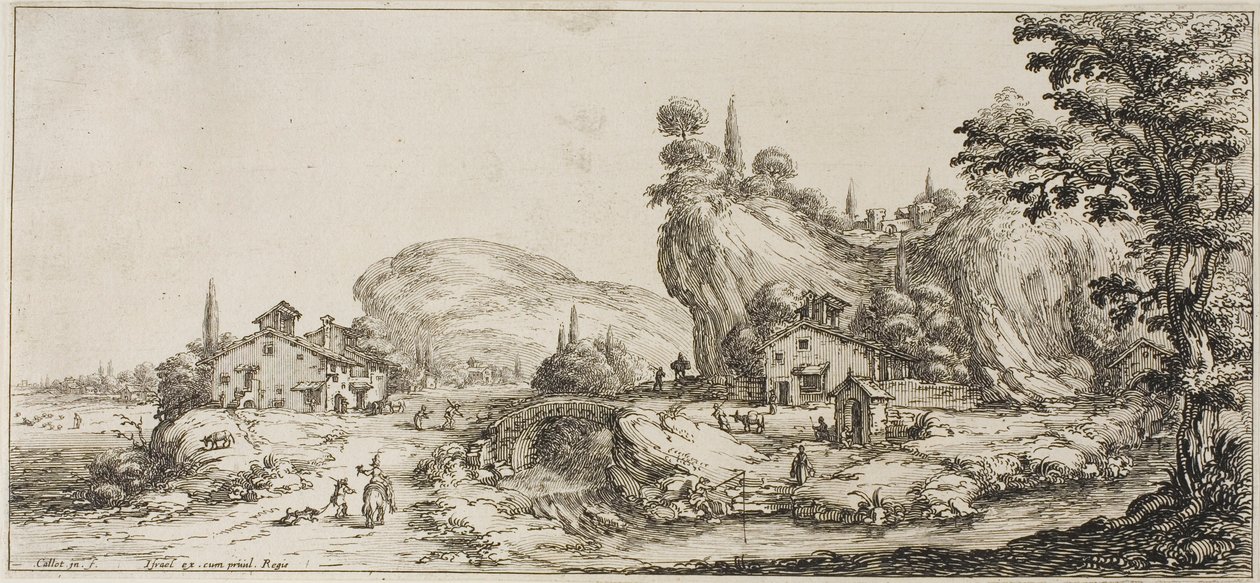 Indlæser varer fra forskellige scener designet i Firenze af Jacques Callot