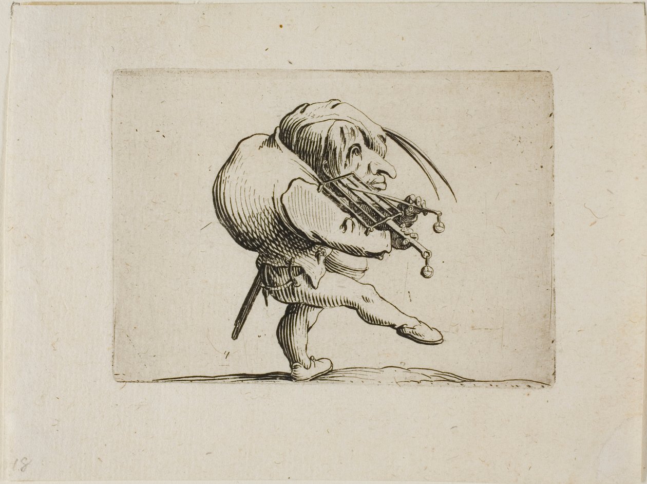 Man Playing a Grill as a Violin, fra Varie Figure Gobbi af Jacques Callot