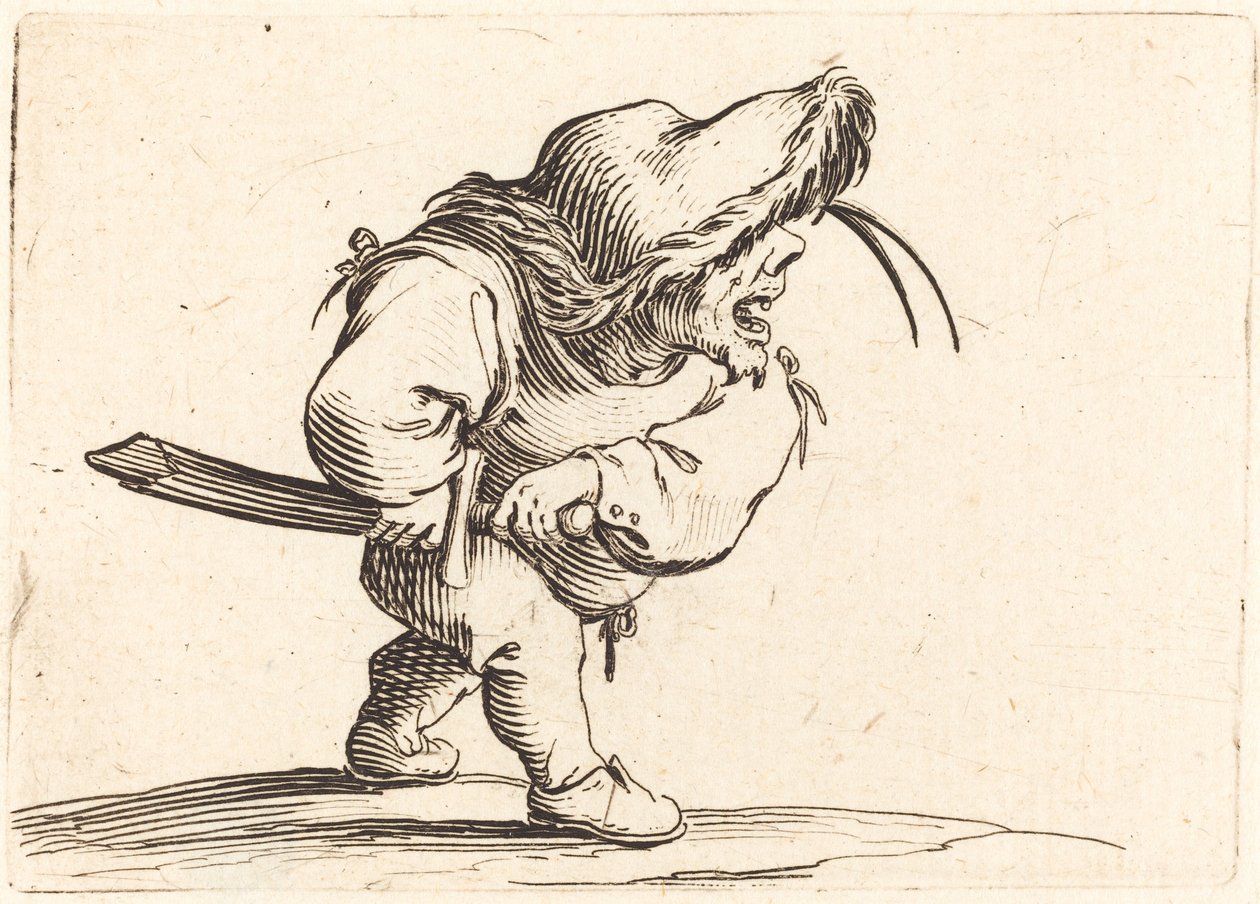 Mand forbereder sig på at trække sit sværd, ca. 1622. af Jacques Callot