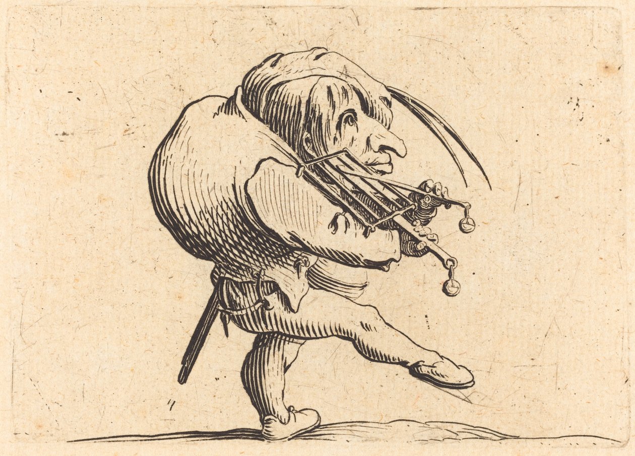 Mand, der skraber en grill af Jacques Callot