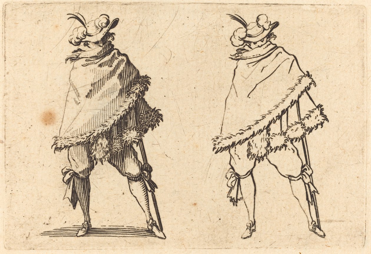 Mand svøbt i sin kappe af Jacques Callot