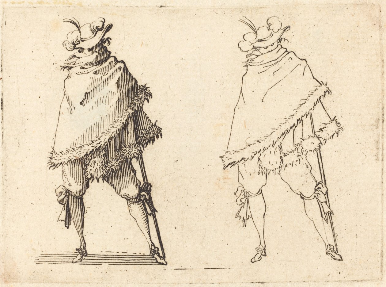 Mand svøbt i sin kappe af Jacques Callot