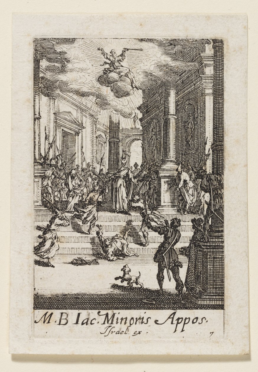 Sankt apostlen Jakobs martyrium (Jac. Minoris Appos.) af Jacques Callot