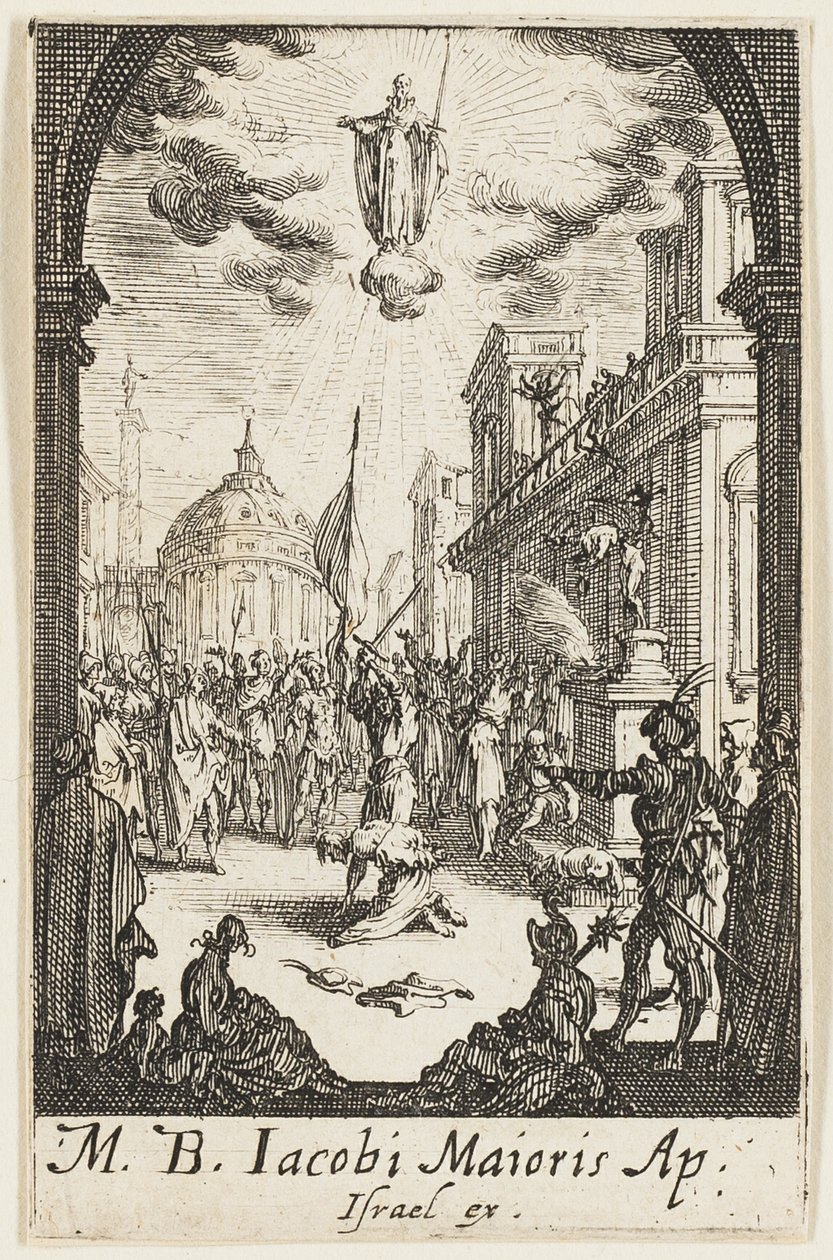 Sankt Johannes den Stores martyrium, planche fire fra Apostlenes martyrier af Jacques Callot