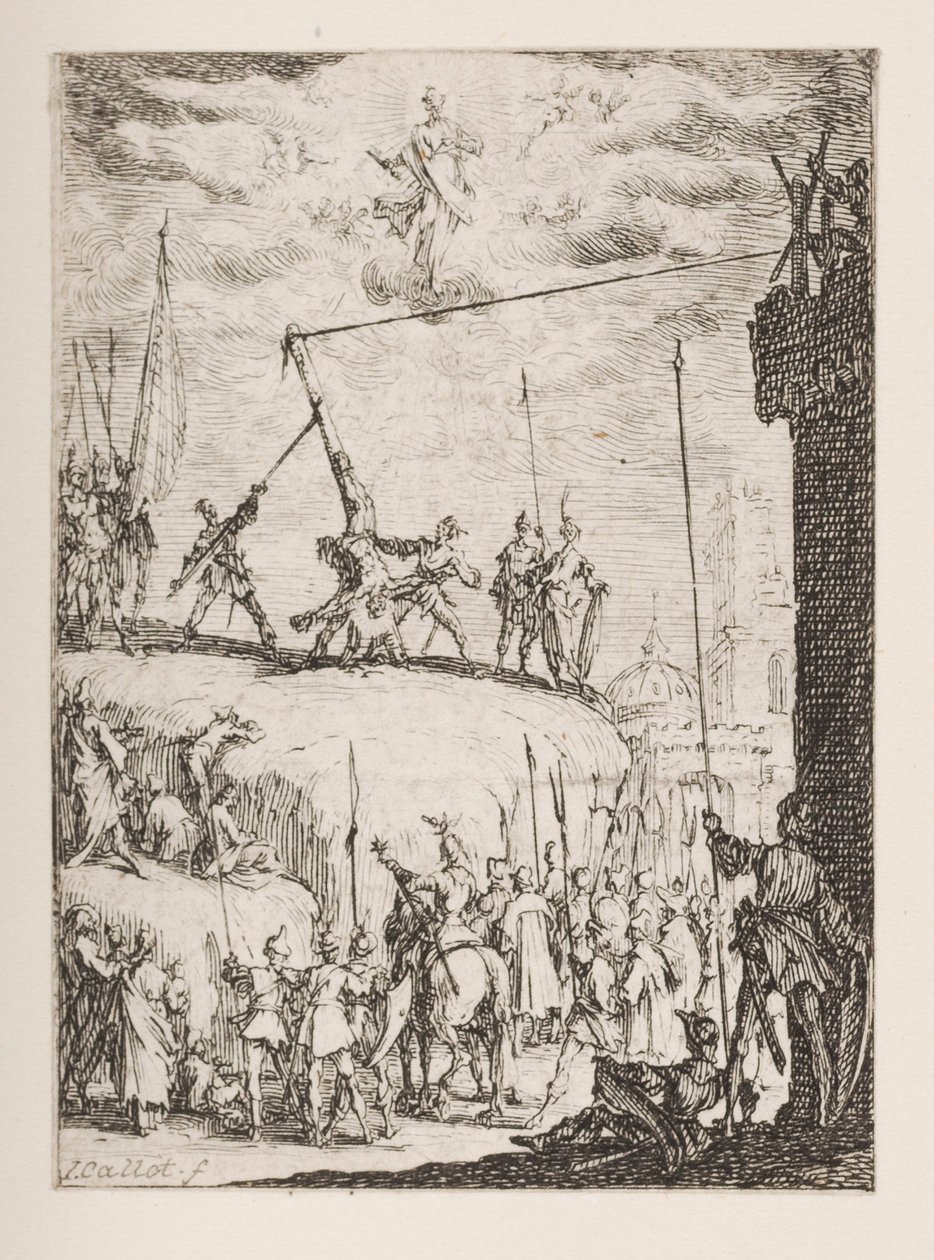 Sankt Peters martyrium, no. 4 fra Apostlenes martyrium af Jacques Callot