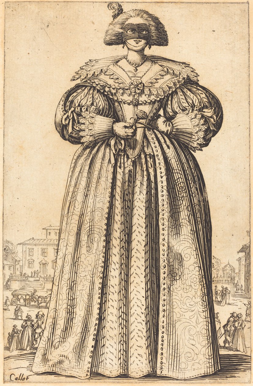 Maskeret adelig kvinde af Jacques Callot