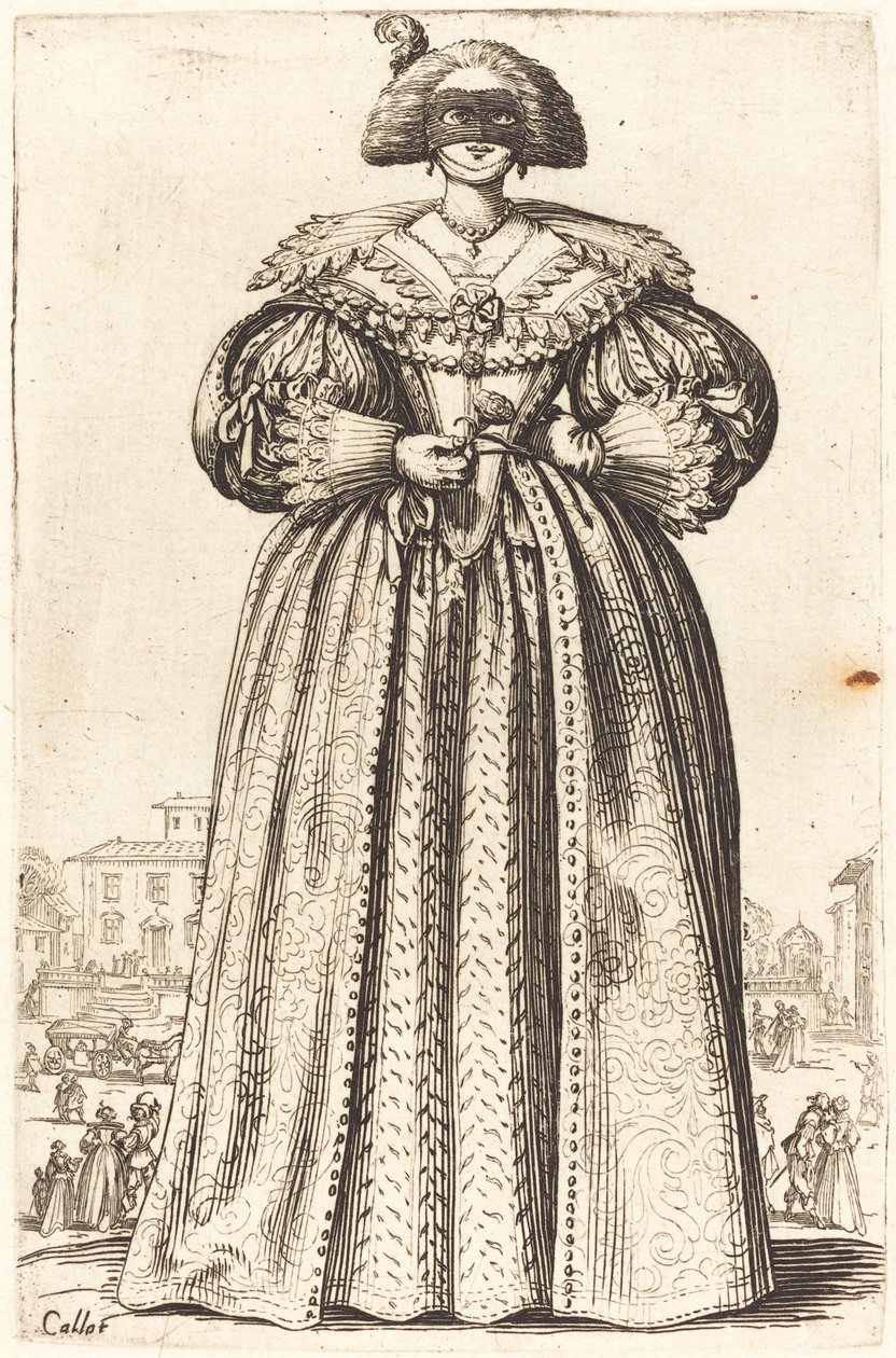 Maskeret adelig kvinde af Jacques Callot