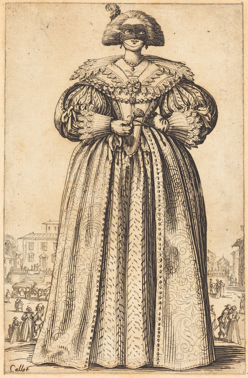 Maskeret adelskvinde af Jacques Callot