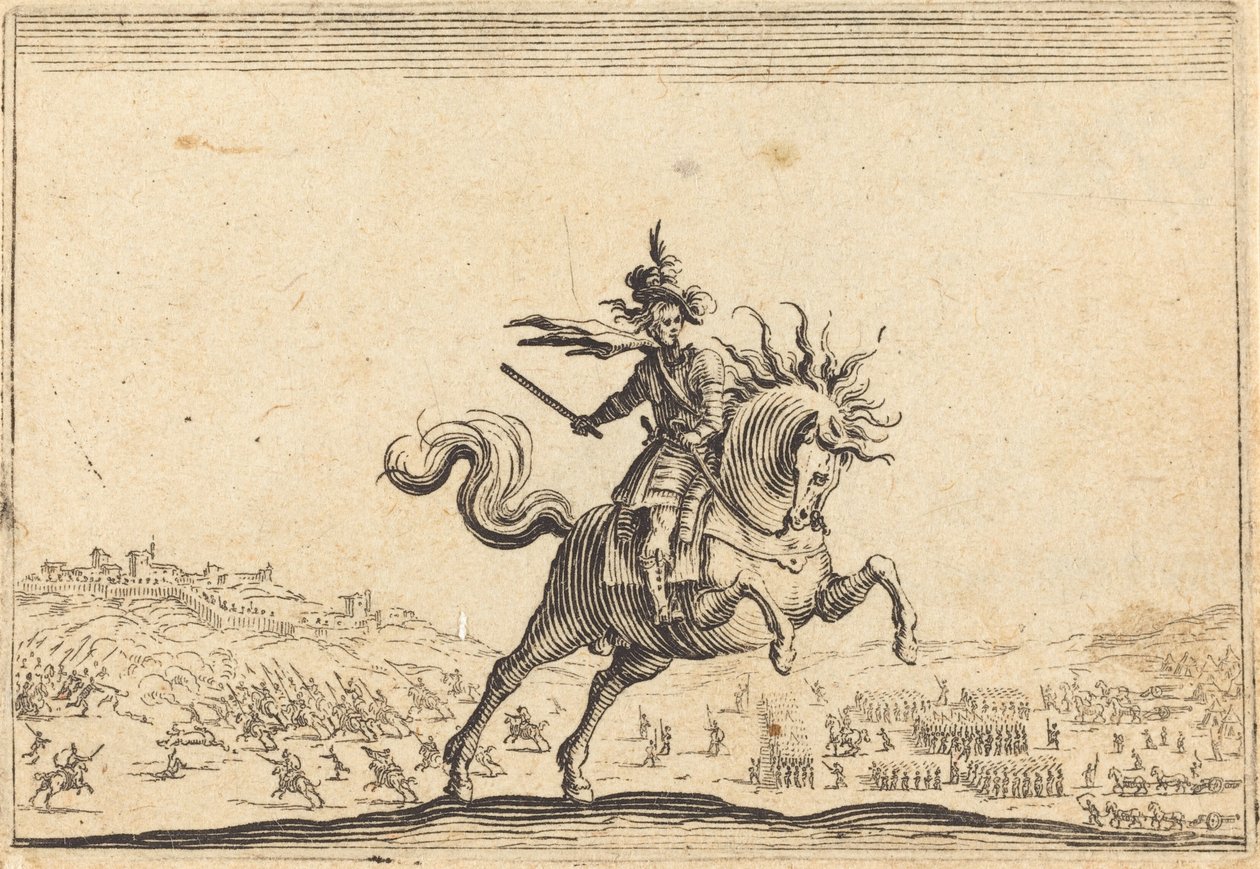 Militærchef til hest, ca. 1622. af Jacques Callot