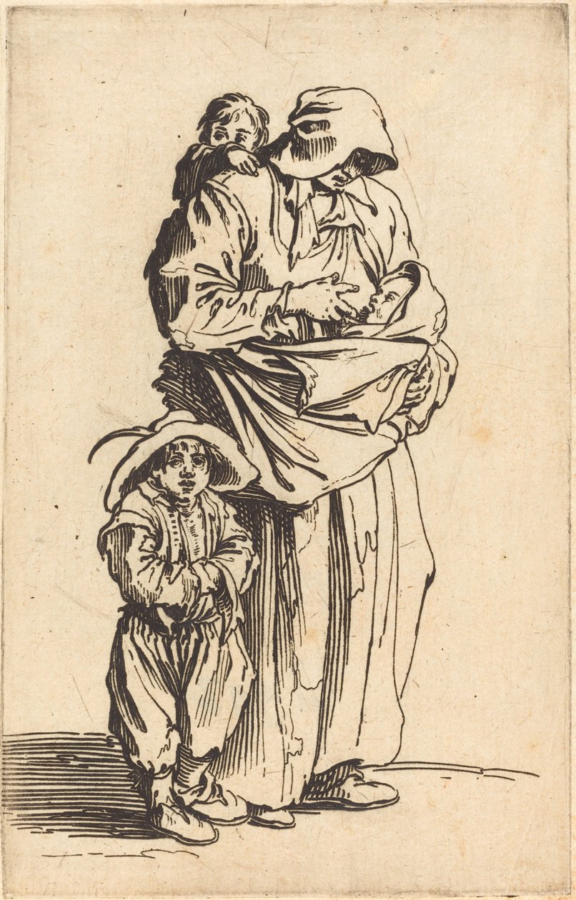 Mor og tre børn af Jacques Callot