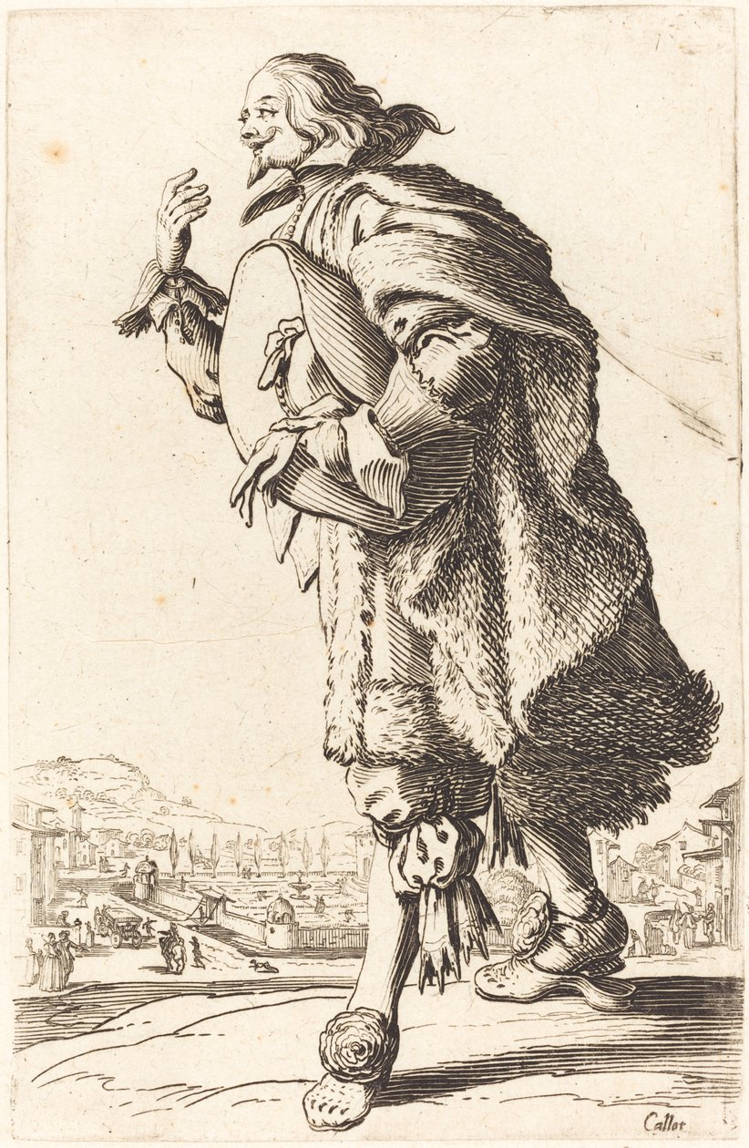 Ædel mand med filthat, bukning, ca. 16201623. af Jacques Callot
