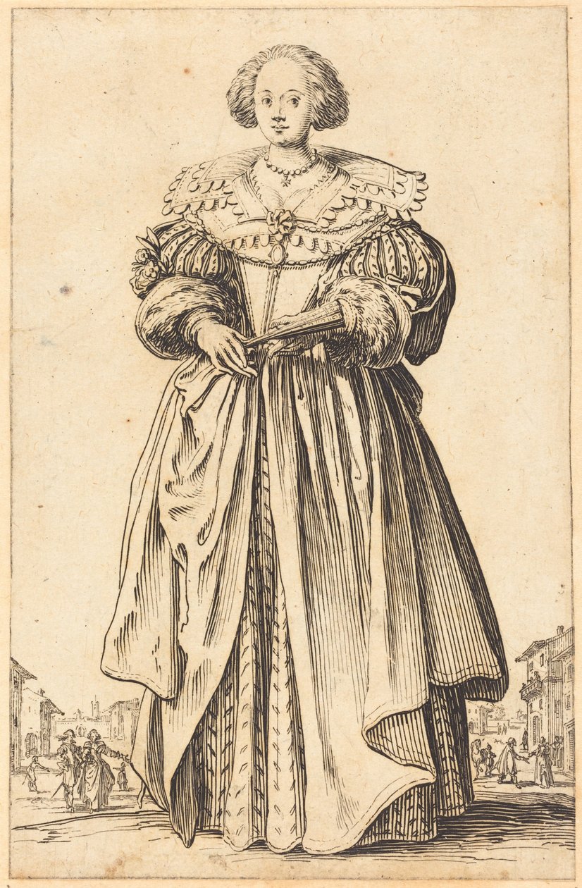 Adelsdame med vifte af Jacques Callot