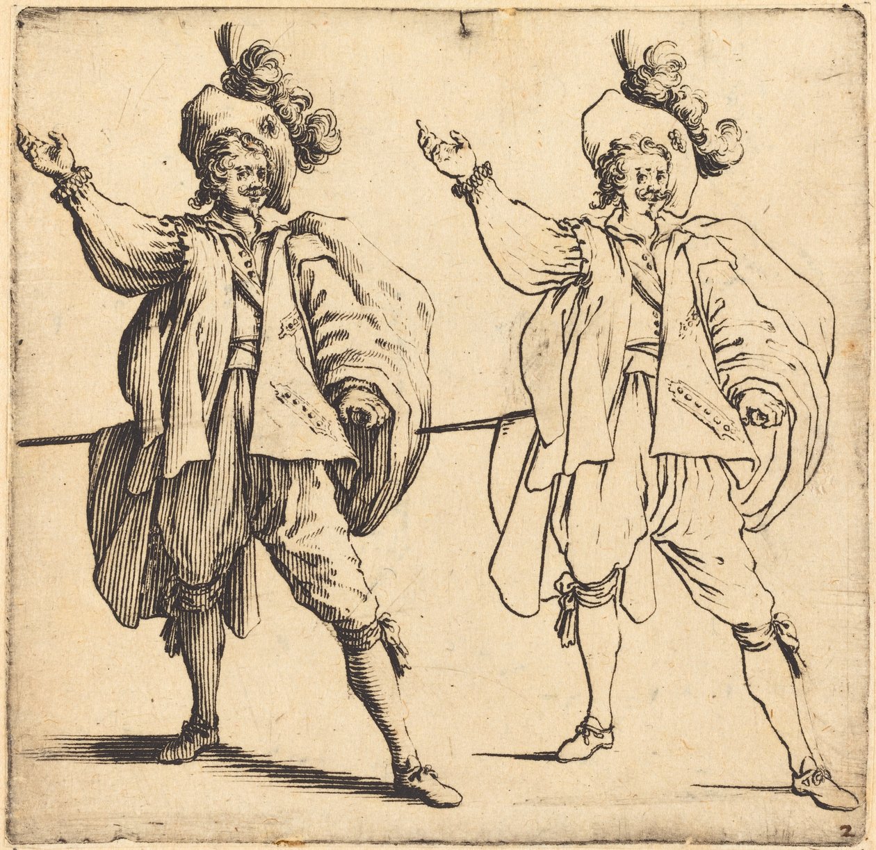 Officer med stor fane, set forfra, 1617 og 1621. af Jacques Callot