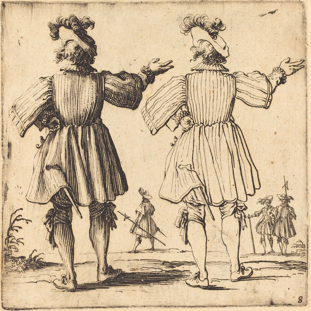 Officer med Plume, set bagfra af Jacques Callot