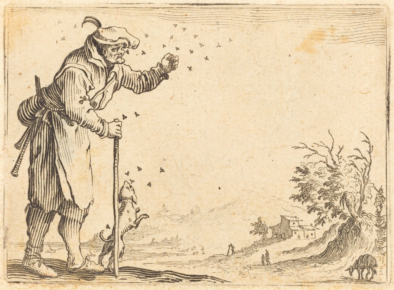 Bonde angrebet af bier, ca. 1622. af Jacques Callot