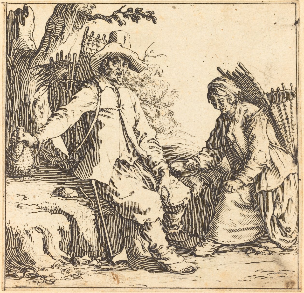 Bondepar i hvile, ca. 1621. af Jacques Callot