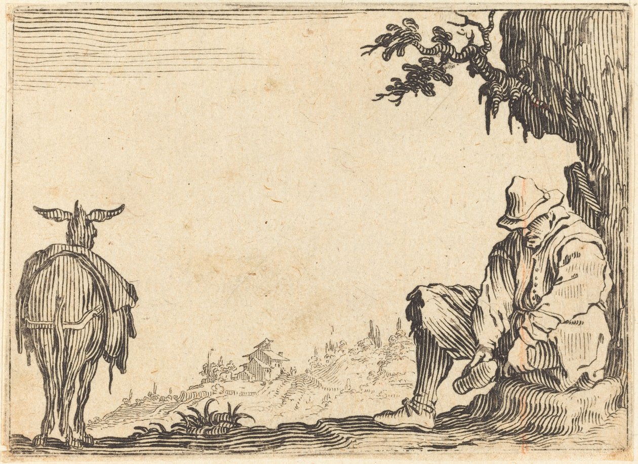 Bonde, der fjerner sin sko af Jacques Callot