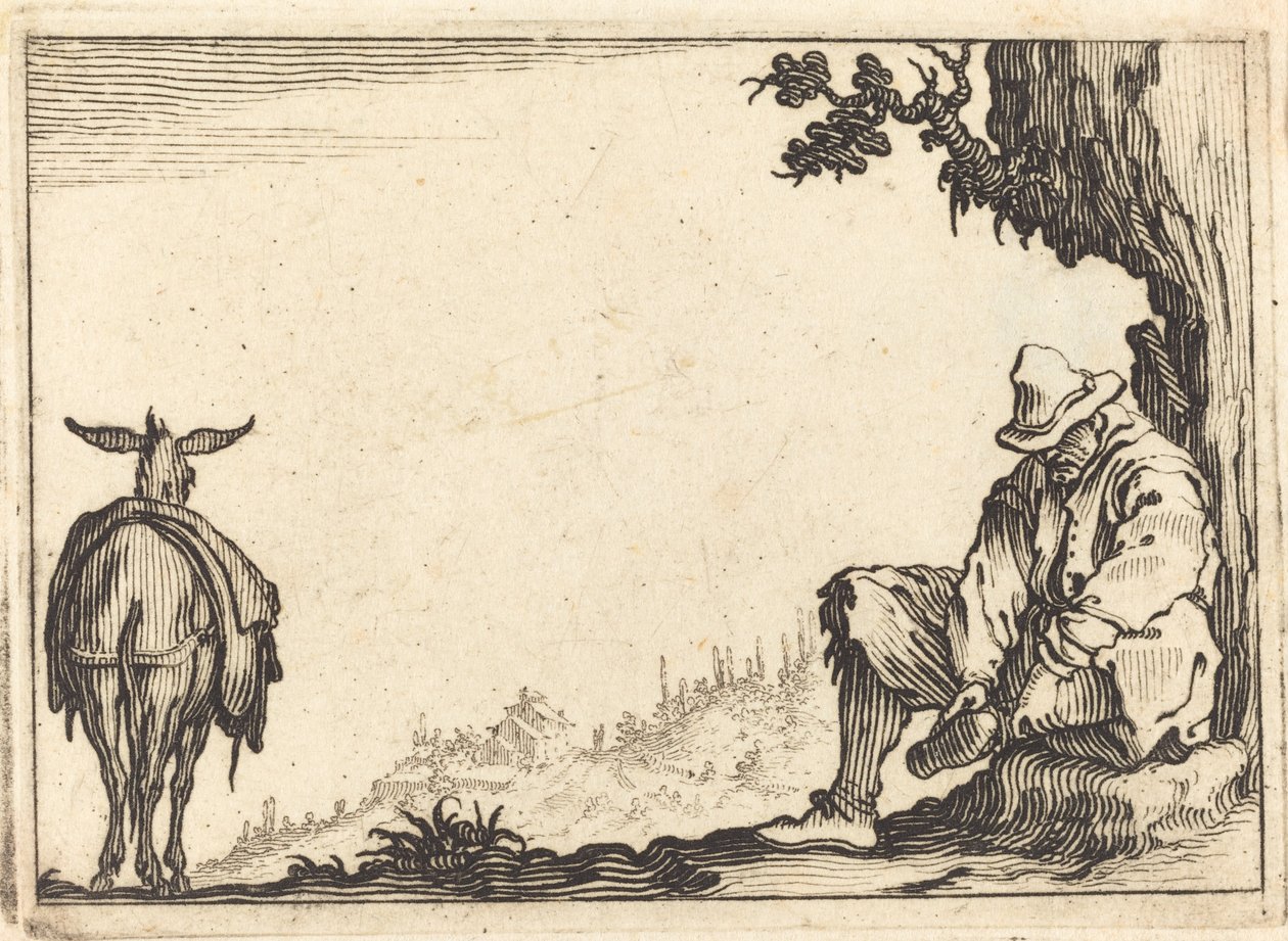 Bonde, der fjerner sin sko af Jacques Callot