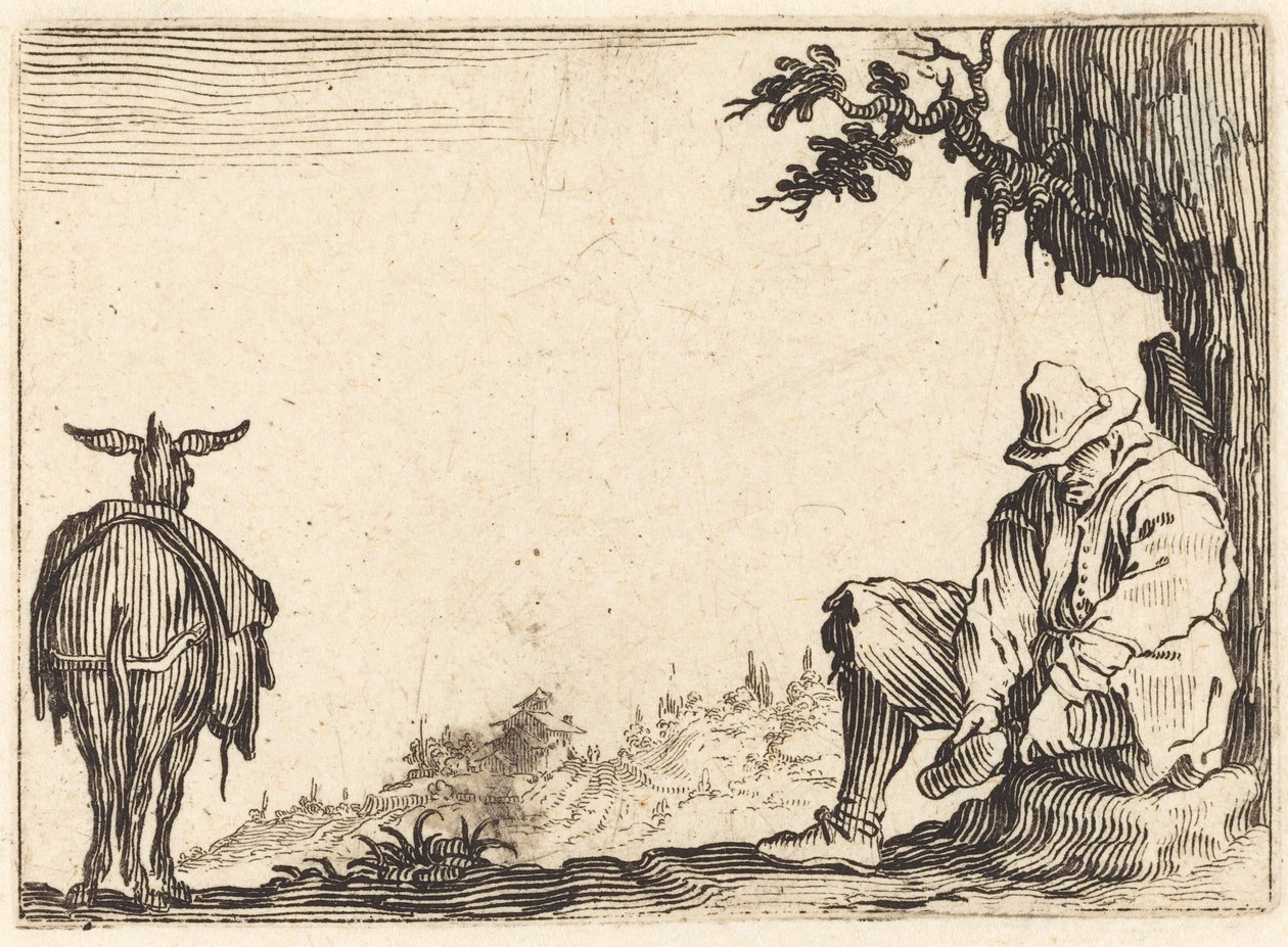 Bonde, der tager sin sko af af Jacques Callot