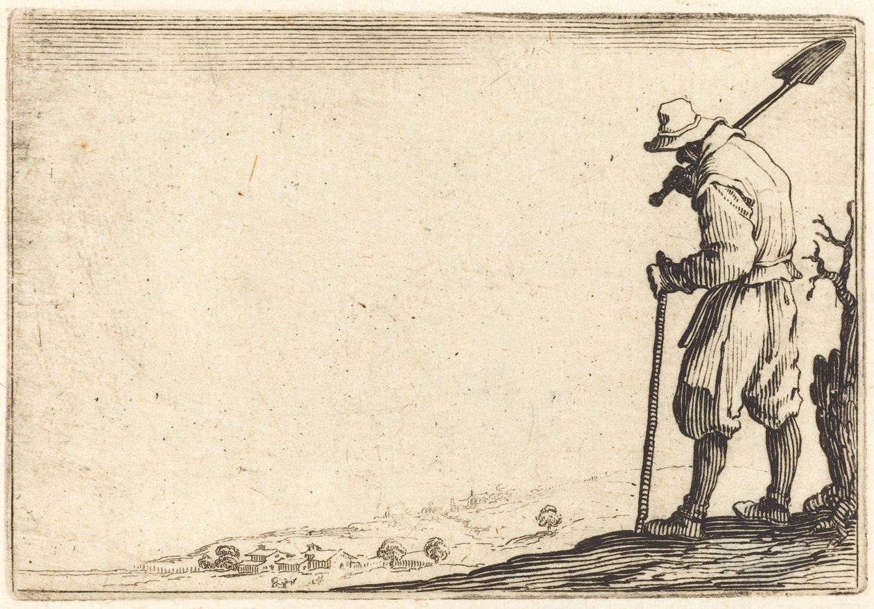 Bonde med skovl på skulderen af Jacques Callot