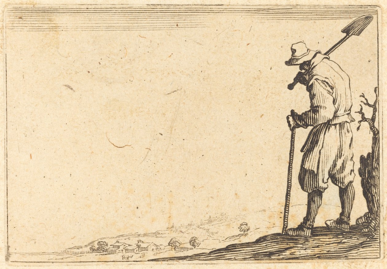Bonde med skovl på skulderen af Jacques Callot