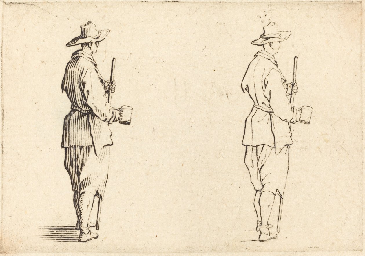 Bonde med en kop, ca. 1617. af Jacques Callot