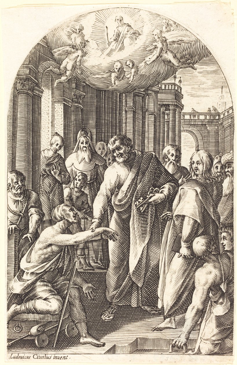 Peter og Johannes helbreder den lamme af Jacques Callot