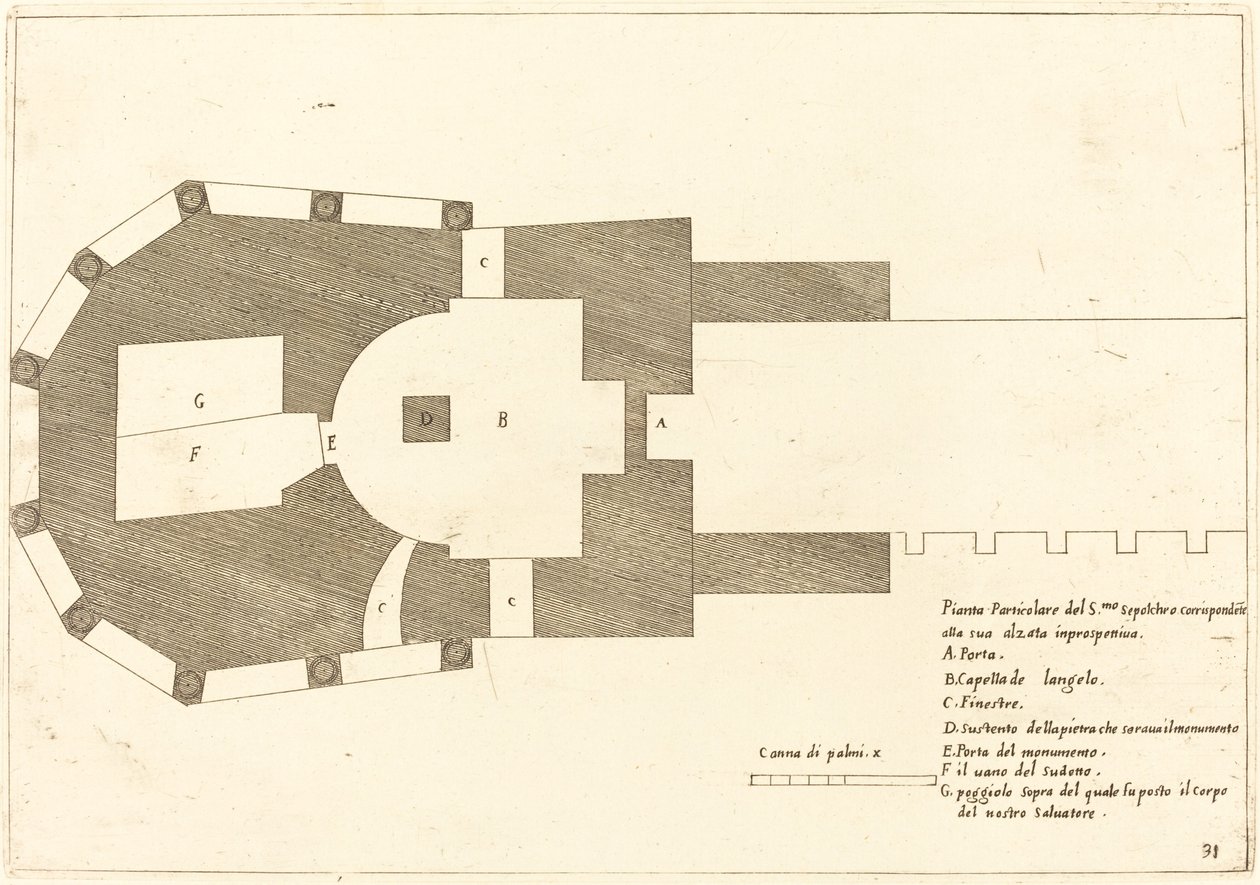 Plan over Den Hellige Gravs Kirke af Jacques Callot