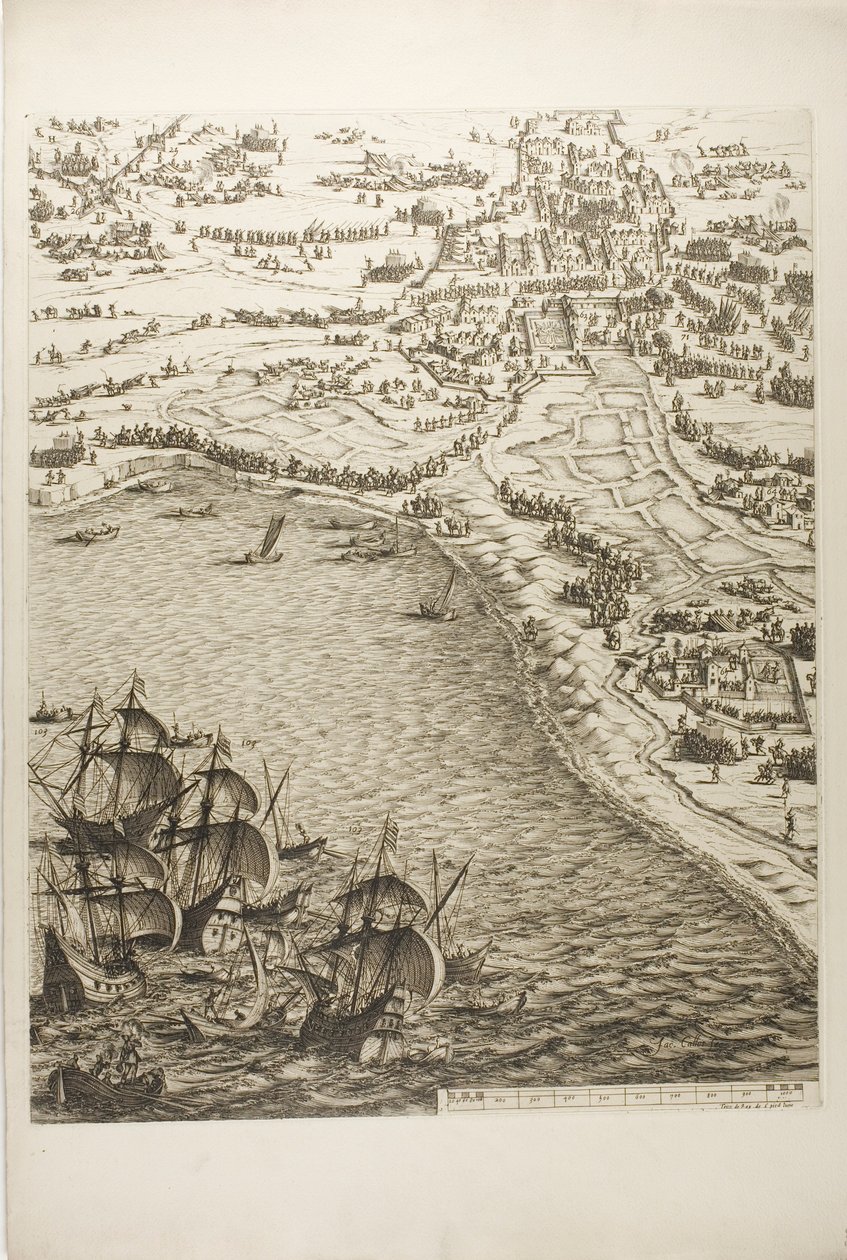 Tallerken seks fra The Siege of La Rochelle af Jacques Callot