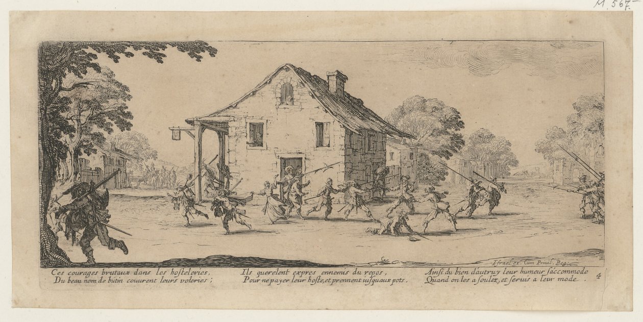 Plünderung, side 4 i serien »Krigens rædsler« af Jacques Callot