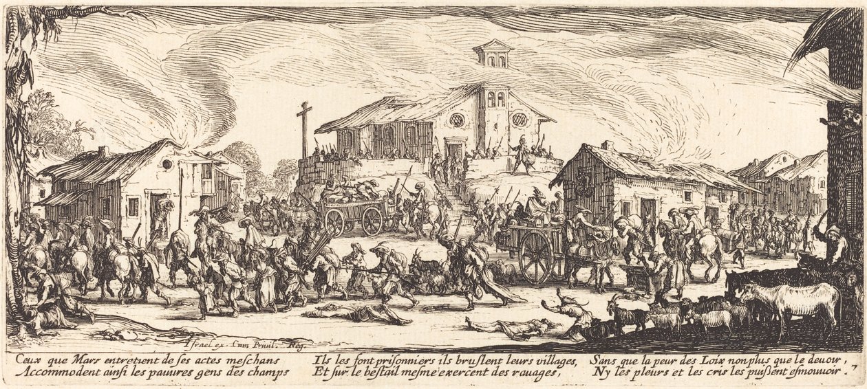 At plyndre og brænde en landsby af Jacques Callot