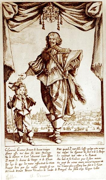 Portræt af Claude Deruet (1588-1660) Ridder af Portugals Orden (gravering) (s/h foto) af Jacques Callot