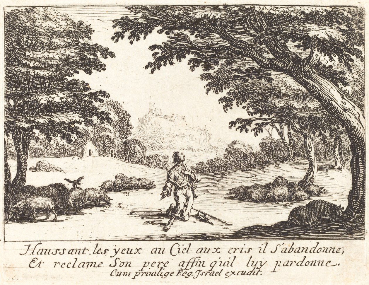 Beder om guddommelig hjælp af Jacques Callot