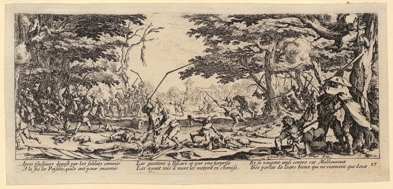 Bøndernes hævn, side 17 i afsnittet »Krigens rædsler« af Jacques Callot