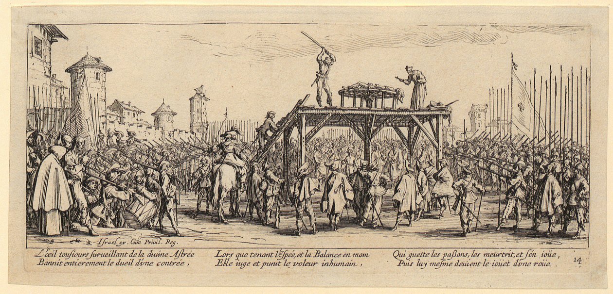 Rad, side 14 i serien »Krigens grå sider« af Jacques Callot