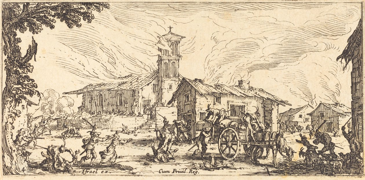 At hærge og brænde en landsby af Jacques Callot