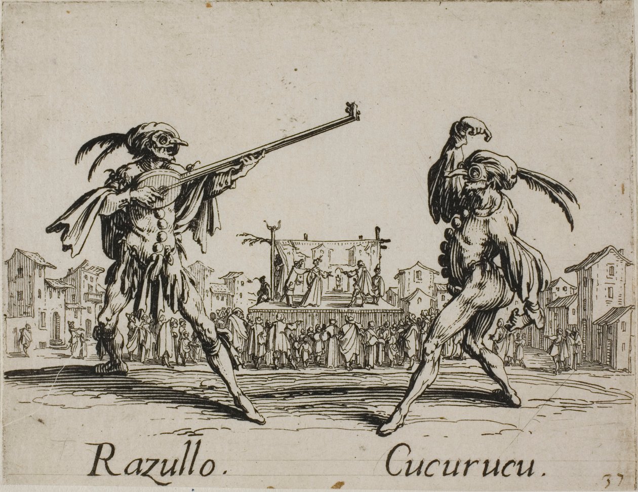 Razullo - Cucurucu, plade 19 fra Balli di Sfessania af Jacques Callot