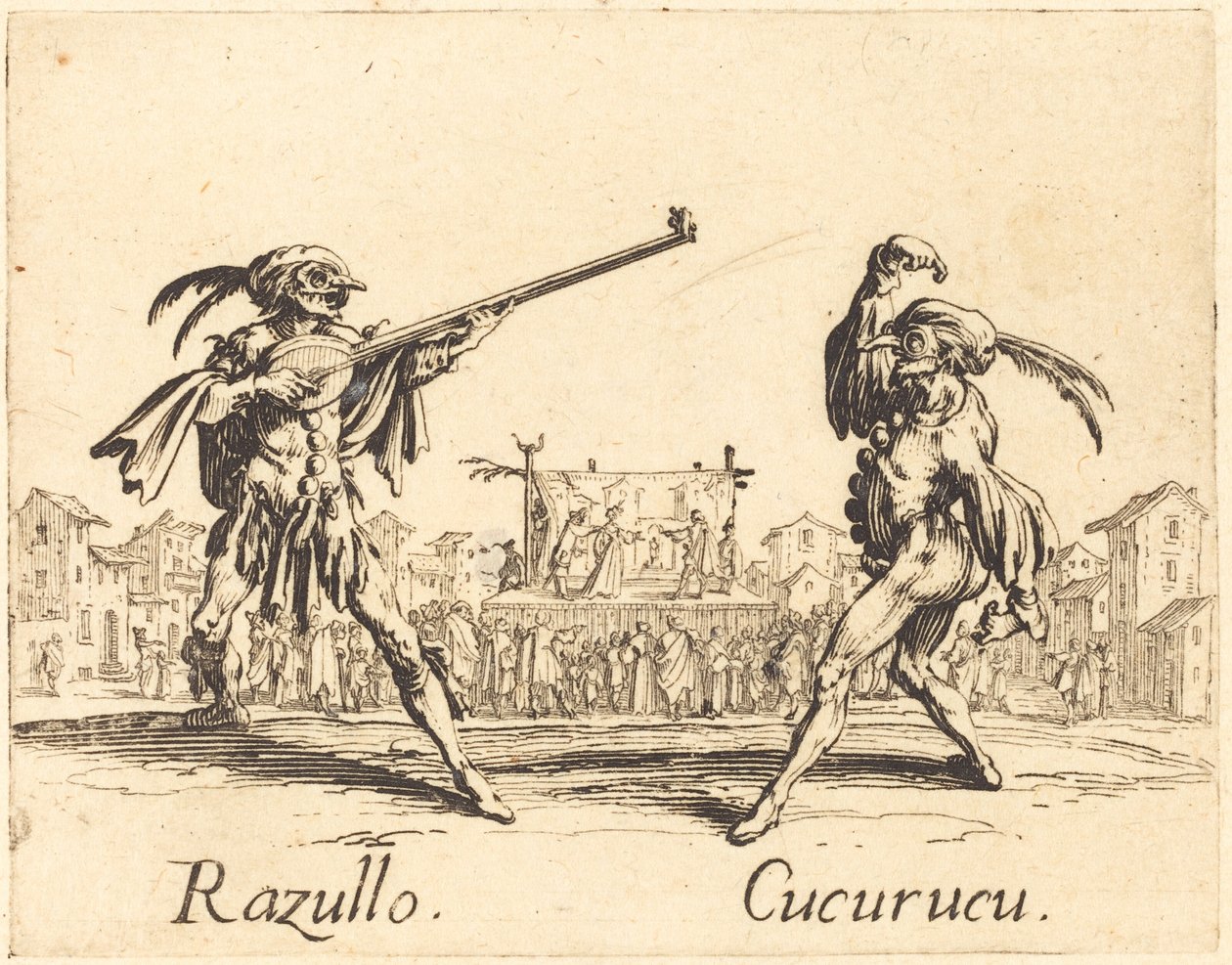 Razullo og Cucurucu, ca. 1622. af Jacques Callot