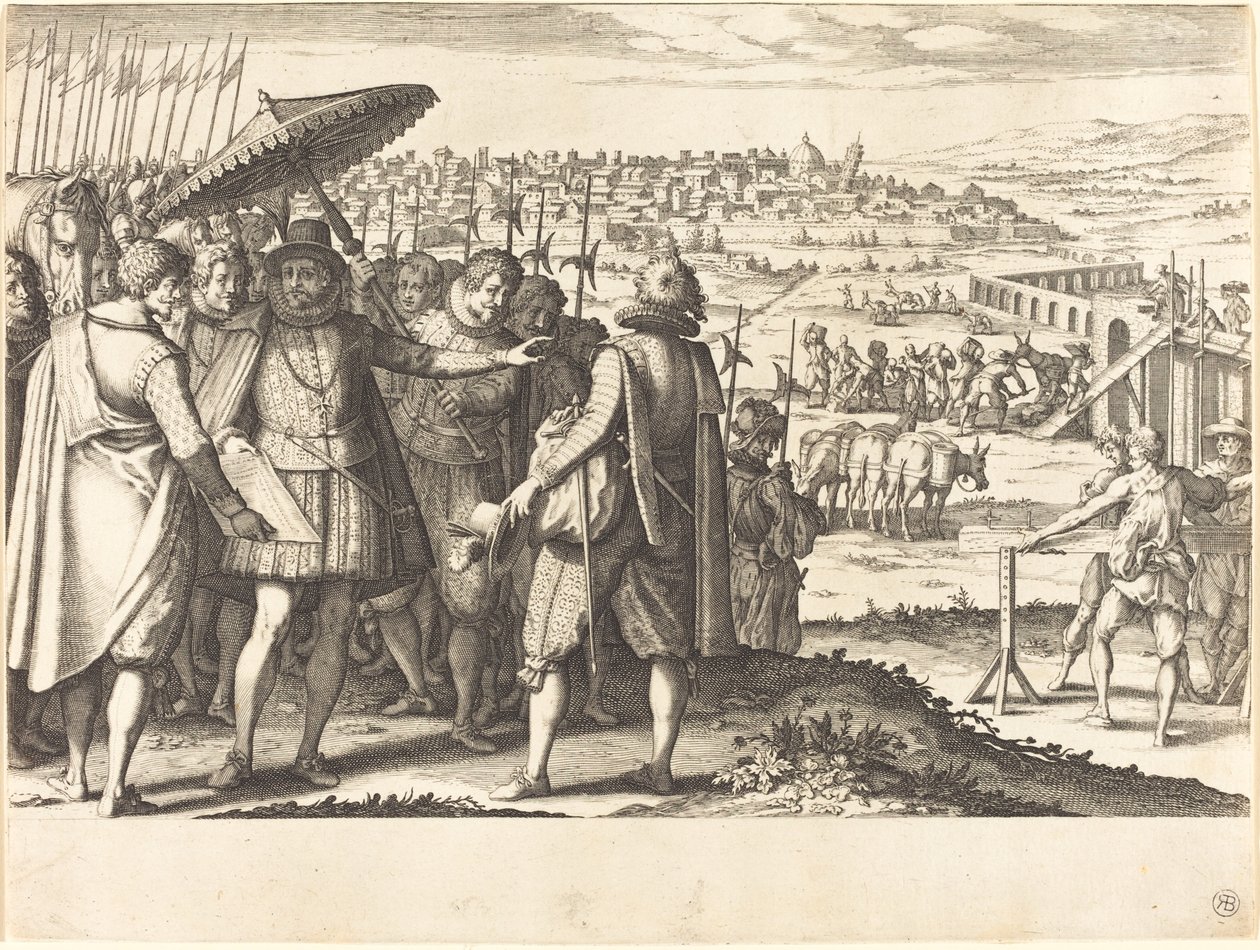 Restaurering af akvædukten i Pisa af Jacques Callot