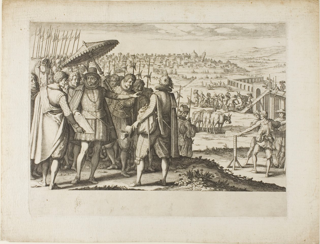 Restaurering af akvædukten i Pisa af Jacques Callot