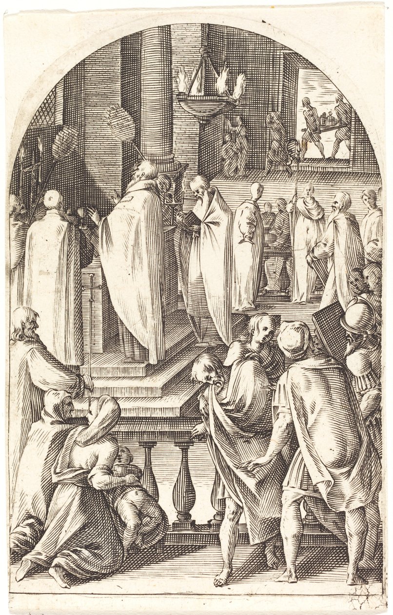 Sankt Basilikum fejrer messen, 16081611. af Jacques Callot