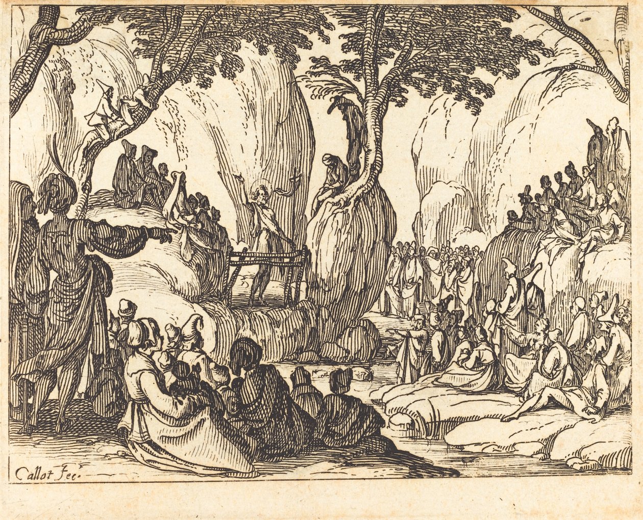 Sankt Johannes prædiker i ørkenen af Jacques Callot